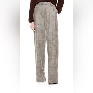 Alice + Olivia Eric High Waisted Prince Of Wales Check Wide Leg Pants 10 Hemmed